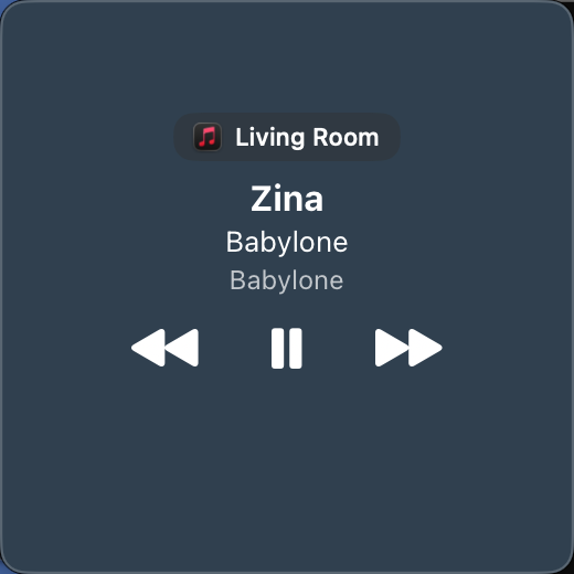 Playstate showing Zina by Babylone playing in the Living Room